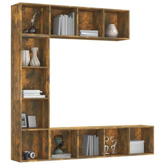 Berkfield Home Classic 3 Piece Book/TV Cabinet Set Smoked Oak 180x30x180 cm in Brown | Size: 180 x 30 x 180 cm