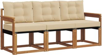 vidaXL Conjunto De Sof&aacute;s De Exterior 3 Uds. Natural Y Beige Vidaxl