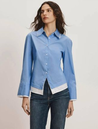 Veronica Beard Bonnie Button-Down Shirt In Cadet