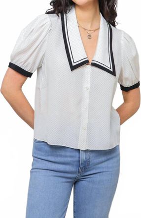 Frame Denim Polka Dot Sailor Blouse In Cream
