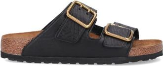 Birkenstock Leren Slippers - Heren - Sandalen - Zwart - 40 EU - Leer - Schoenen
