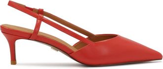 Kazar Rode lage pumps met open hiel - Dames - Pumps - Rood - 36 EU - Leer - Schoenen