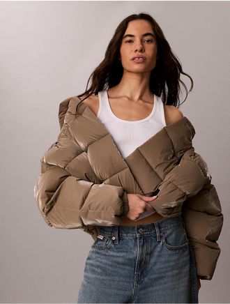 Calvin Klein Calvin Klein Womens Relaxed Puffer Jacket - Brown - XL
