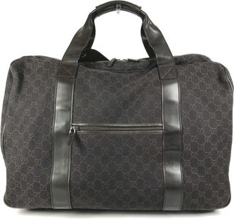 Gucci Brown Gg Canvas Leather Boston Bag (Pre-Owned)