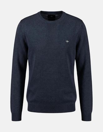 Fynch-Hatton Mens Fine Knit Air Cotton Crewneck Sweater Navy - Size: 42