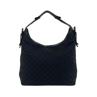 Gucci Black Canvas Leather Handbag Shoulder Bag Tote Bag (Pre-Owned)