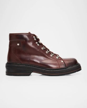 Miu Miu 40mm Lace-Up Leather Combat Boots