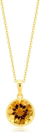 MAX + STONE 14k Yellow or White Gold Roped Halo 6mm Round Gemstone Pendant Necklace