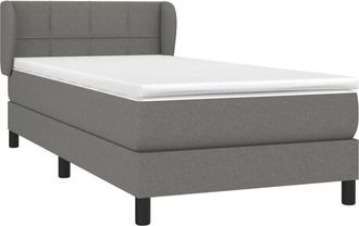 vidaXL Cama Box Spring Con Colch&oacute;n Tela Gris Oscuro 90x200 Cm Vidaxl