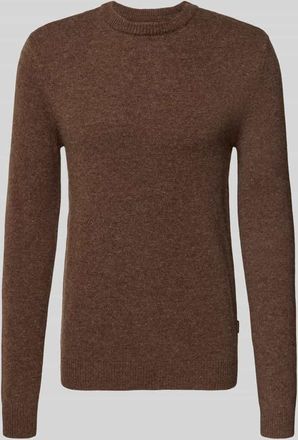 Blend Strickpullover mit gerippten Abschlüssen Modell BRANKO in Dunkelbraun Melange, Größe 3XL