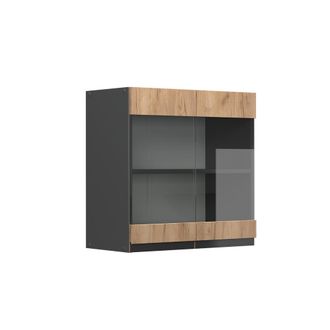 Vicco Armario De Cocina Con Vidrio R-line, Roble Dorado, 60 Cm Forma De J