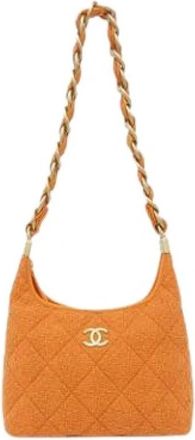 Chanel Pre-owned Vintage Schoudertas - Dames - Vintage Schoudertas - Oranje - ONE Size - Wol - Vintage