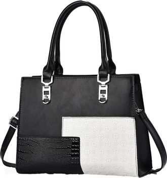 Generic Womens Leather Crossbody Bag Spacious Capacity Top Handle Bags-Tote Handbag Bag with Detachable Shoulder Strap, Work, Travel (Black,One Size)