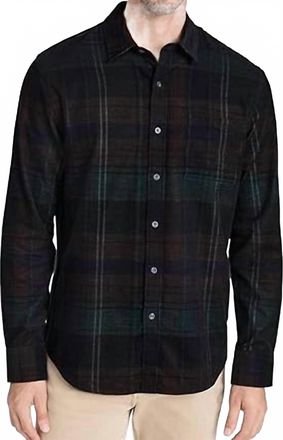 Vince Mens Sierra Corduroy Plaid Shirt In Green