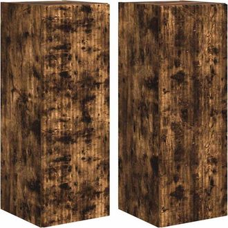 vidaXL Mueble De Tv Montado En La Pared 2 Pcs Roble Ahumado Vidaxl