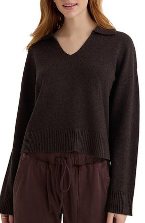 Bella Dahl Johnny Collar Pullover Sweater in Heather Brown at Nordstrom, Size Medium
