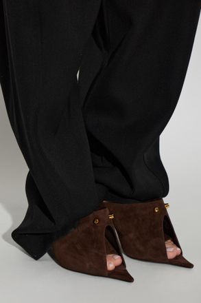 Balenciaga Studded Heeled Mules M.City, Womens, Brown