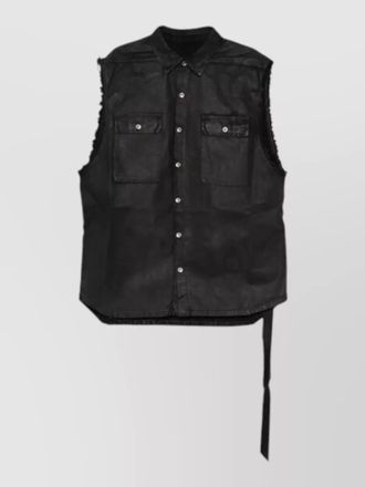 Rick Owens sleeveless jumbo overshirt darkshadow pockets