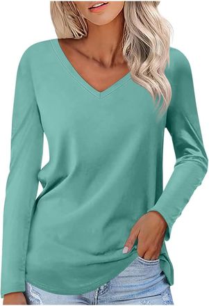 Generic Cheesecloth Tops Autumn Jumper Long Sleeve Tops Women Cotton Pink Tshirt Womens Three Quarter Sleeve Tunic for Women UK Plus Size Womens Size 18 White