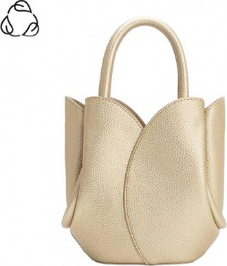 Melie Bianco Womens Tulip Mini Recycled Vegan Leather Handbag In Metallic Gold