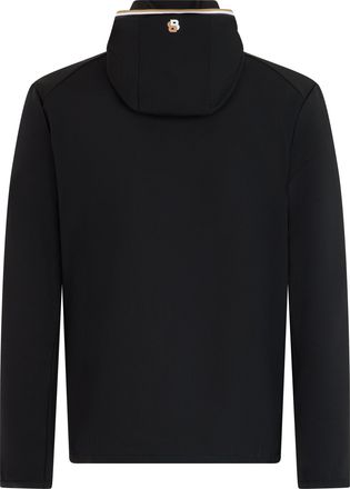 HUGO BOSS Mens Zip-Up Hoodie Black Polyamide Top