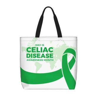 Generic Women Handbag Celiac Disease Awareness Handbag Reusable Retro Shopping Bags, For Holiday, Graduation, Swim, Wedding, Work