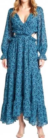 Misa Amelia Ruffle Cutout Maxi Dress In Cerulean Blue