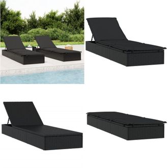 vidaXL Lettino 1 pz con Cuscino Nero 201x55x62 cm in Polyrattan - Lettino prendisole - Cuscino da piscina