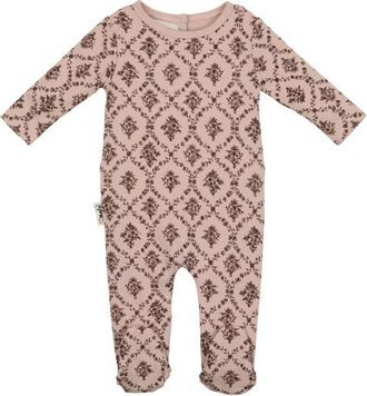 Maniere Victorian Print Footie in Mauve at Nordstrom, Size 3M