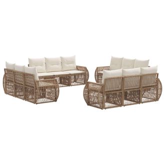 vidaXL Conjunto De Sof&aacute;s De Jard&iacute;n 12 Pcs Beige Y Blanco Crema Vidaxl