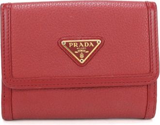 Prada Red Color Leather Wallet (Bi-Fold) (Pre-Owned)