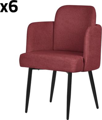 ML Design Set de 6 Sillas de comedor funda roja con respaldo y reposabrazos