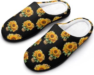 Generic A Bouquet of Sunflowers Cotton Slippers for Women Indoor Outdoor Slipper Slip-On Memory Foam Home Shoes