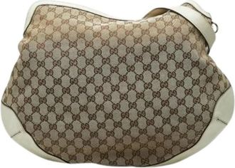 Gucci Pre-owned Vintage Canvas Schoudertas - Dames - Vintage Schoudertas - Beige - ONE Size - Vintage
