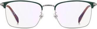 David Beckham 54mm Rectangular Optical Glasses in Matte Green Ruthenium/Blue Sp at Nordstrom