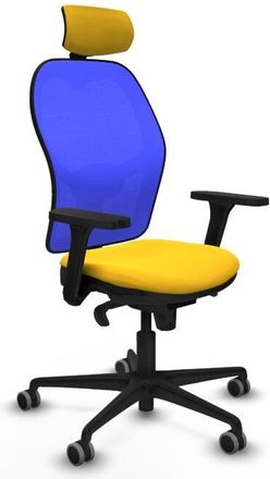 Piqueras y Crespo Piqueras Y Crespo - Jorquera Sincro Malla Azul Similpiel Amarillo Brazos 3d Base Nailon Cabecero 2d Ruedas 65mm Engomada