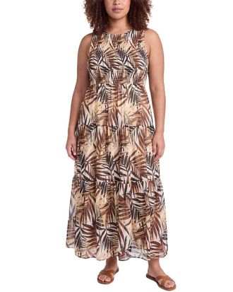 Anne Klein Plus Smocked Bodice Tiered Dress