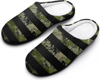 Generic Army Green Camouflage Flag Mens Slippers Comfortable And Non-slip Cotton Slipper Shoe for House