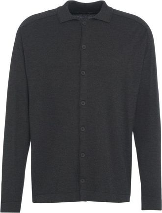 Transit Par-Such Black Knit Cardigan With Classic Collar