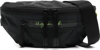 agnès b. logo-print belt bag - unisex - Polyamide - One Size - Black