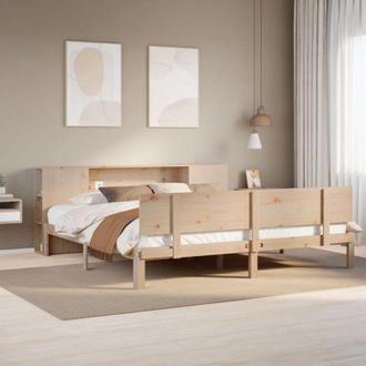 vidaXL Cama Con Estanter&iacute;a Sin Colch&oacute;n Madera Maciza De Pino 180x200cm Vidaxl