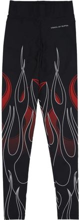 Vision Of Super Vlammenprint Zwart/Rode Leggings Vrouwen - Dames - Leggings - Veelkleurig - S - Polyester - Broeken