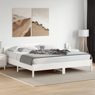 vidaXL Estructura De Cama Sin Colch&oacute;n Madera Maciza Blanca 200x200 Cm Vidaxl