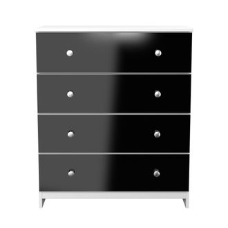 Lewis's Yarmouth 4 Drawer Chest in Black & White Matt - Ready Assembled - Lewiss Home | TJ Hughes