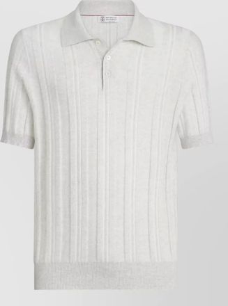 Brunello Cucinelli chevron-knit cotton short-sleeve polo shirt