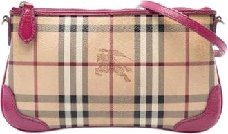 Burberry Pre-owned Shoulder Bags, female, Beige, Size: ONE SIZE Pre-owned Haymarket Check Peyton Shoulder Bag