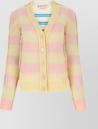 Marni striped embroidered cardigan in mohair and wool blend