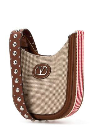 Valentino Garavani Womens Two-Tone Canvas Vlogo Signature Crossbody Bag Nattobaccoselleriabiarossodcaramel Borse A Tracolla