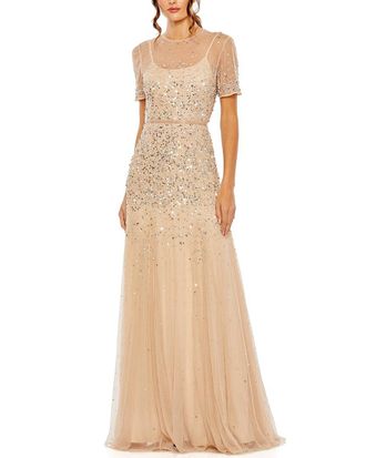 Mac Duggal High Neck Sequin Embellished A-Line Gown