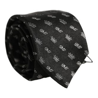 Dolce & Gabbana Crown Verstelbare Stropdas - Heren - Accessoires - Zwart - Maat: ONE Size Zijde